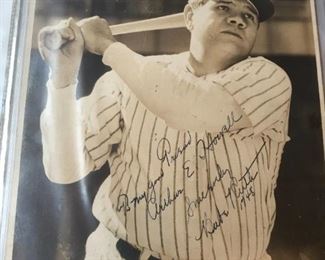 Babe Ruth Signed / Personal Note Picture with Authentication Form $ 1,800.00