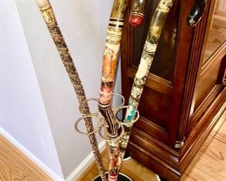 3 carved collectible canes