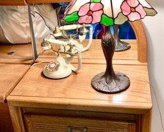 Stained glass lamp is SOLD, vintage rotary phone, 