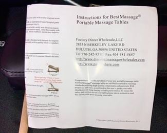 Massage table paperwork