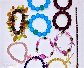 Bracelets, stone & plastic