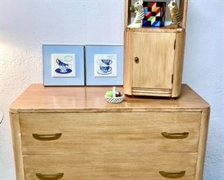 Vintage 3 drawer chest of drawers, nightstand, misc. wall decor & collectibles