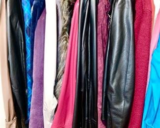Many leather jackets, coats