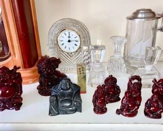 Buddha miniature statues, glass perform bottles, 