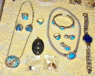 Sterling silver jewelry, Pearl earrings w/ 14k gold posts, 10k gold pins