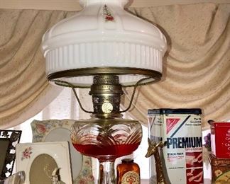 Antique Aladdin oil lamp w/ original shade and chimney