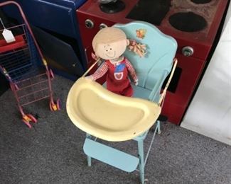 Vintage baby high chair metal