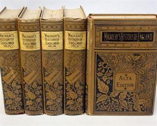 Macaulay's History Of England, 1800s, Some Illustrations, Decorated Covers, Qty 5