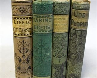 Kit Carson, And More, Fine Bindings, With Decorated Covers, 1800s, Illustrated, Qty 4