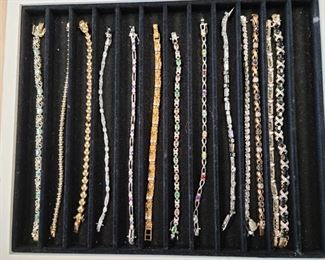 Assorted Sterling bracelets.