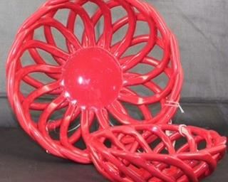 -“Braid” Bread Ceramic 10” Red Ceramic.                                    -“Braid” Bread Basket 7” Red Ceramic