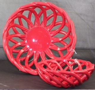 -“Braid” Bread Ceramic 10” Red Ceramic.                                    -“Braid” Bread Basket 7” Red Ceramic