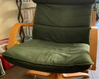 IKEA Bentwood Swivel Adjustable Arm Chair W/Loose Cushion