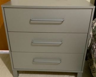 3 Drawer Grey Dresser/Side Table (28.5”x27.5”x16”)