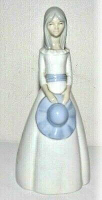 Vintage Porcelanas Miquel Requena Valencia.  Made in Spain  “Girl Holding Hat” 9” Figurine 