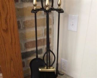 Black &Brass  Fireplace Tool Set