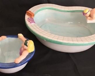 Lotus Hand Painted Ceramic “Pool” Chip & Dip
