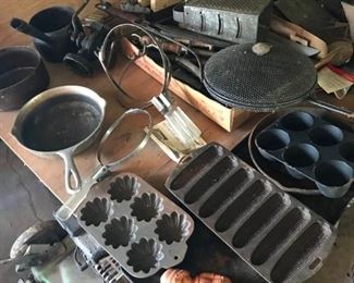 Iron bakeware and cookware, vintage cooking utensils 