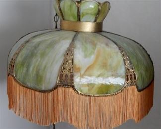 1920's Swag Slag Glass Hanging Lamp.