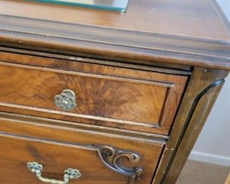 Vintage wood dresser and vanity detail