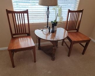 Small wood center table and chairs