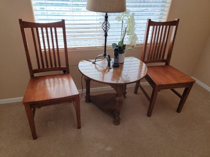 Small wood center table and chairs