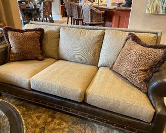 $2000 each. Matching Whittemore Sherrill couches. 88” long x 41” depth x 38.5” tall. Tan with weathered real leather. Bought at Lauries in Tomball. 