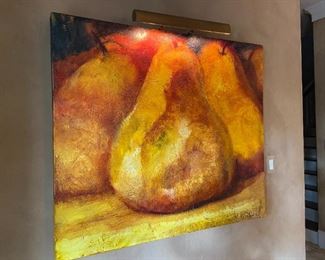 $900. Original painting on canvas by Sylvia  Angeli. “Golden Pears” 48”x48”x 3” deep. Gallery wrapped canvas. Nicely textured.  Bright & beautiful!