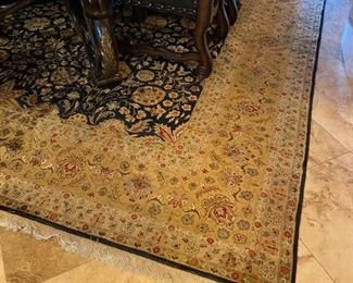$2000 Amritsar wool & silk rug.  10' x 14'.  Black, beige,  taupe, brown, rust, green, etc