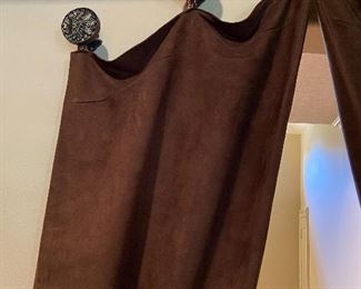 Another view of brown suede curtains
