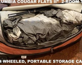 AND WHEN YOU'RE FINISHED, YOU CAN PACK IT ALL NEAT AND ORDERLY AND SMALL AND ROLL IT AWAY IN THIS NICE STORAGE AND TRANSPORT CASE
