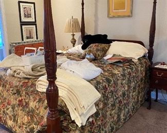 4 poster queen bed with mattress and box springs--clean