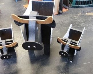 (3) Custom Made Cow Planters 1 Large 2 Small $250 set