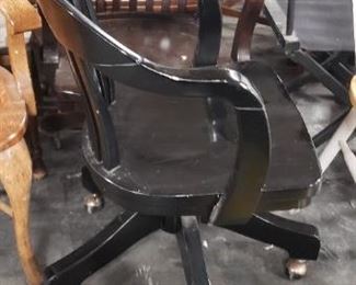 Vintage Style Black Juror Library Chair on Wheels Call