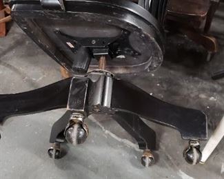 Vintage Style Black Juror Library Chair on Wheels Call