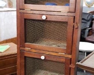 Antique 3 Screen Door Solid Wood Vegetable Keeper Pie Safe Jelly Cupboard Cabinet FARM HOUSE  Call