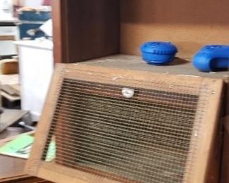 Antique 3 Screen Door Solid Wood Vegetable Keeper Pie Safe Jelly Cupboard Cabinet FARM HOUSE  Call