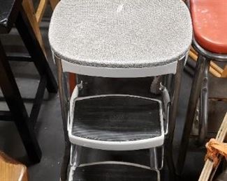 Vintage Cosco MCM Gray Speckled Step Stool Chair $75