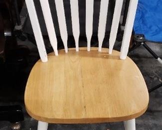 (1) Country House Style Spindle Back White Frame Butcher Block Seat Chair    $35