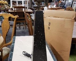 Retro Granite & Brass Lamp with Authentic MCM Fiberglass Shade $175