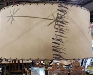 Retro Granite & Brass Lamp with Authentic MCM Fiberglass Shade $175