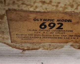 Olympic Model #692 MCM High Fidelity Stereophonic Am Fm Phono Combo Console Cabinet Call 