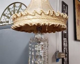 Antique Crystal Lamp with Original Shade (Shade is torn)    $395