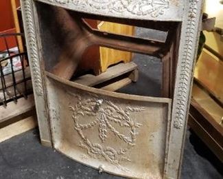 Antique 1800's Cast Iron Fireplace Insert with Front Plate 24.5"W x 30.5"H x 13.50"D  Inside measures 20" W x 26.25"H  Bottom plate measures 20"W x 15.5"H $495  (on Ebay) 