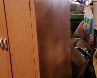 Vintage Storage Wood Coat & Clothes Closet with Rod & Top Shelf   $195