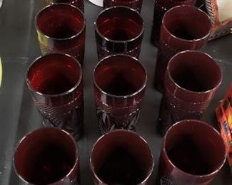 (12) Ruby Red Tumblers $120