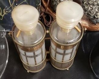 Vintage MCM Fred Press Double Scotch & Bourbon Decanters with Caddy $50