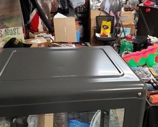 Ikea Industrial Gray Metal & Glass Display Case with Glass Shelves & Key    19.5"W x 16" x 60"H        $135