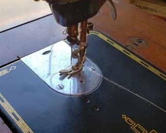 Vintage 1953 Singer #201-2 Straight Stitch Leather Sewing Machine With MCM Cabinet & Accessories  Works    $750