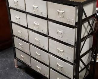 Industrial 15 Drawer Apothecary Accent Chest  36.5"W x 13"D x 38.5"H   $395